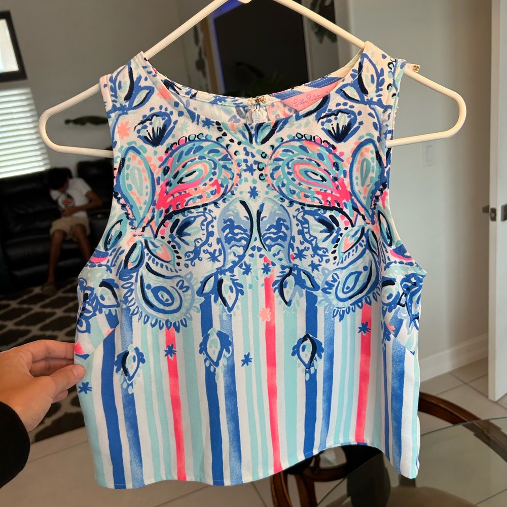 Lilly Pulitzer Blue and Pink Patterned Blouse